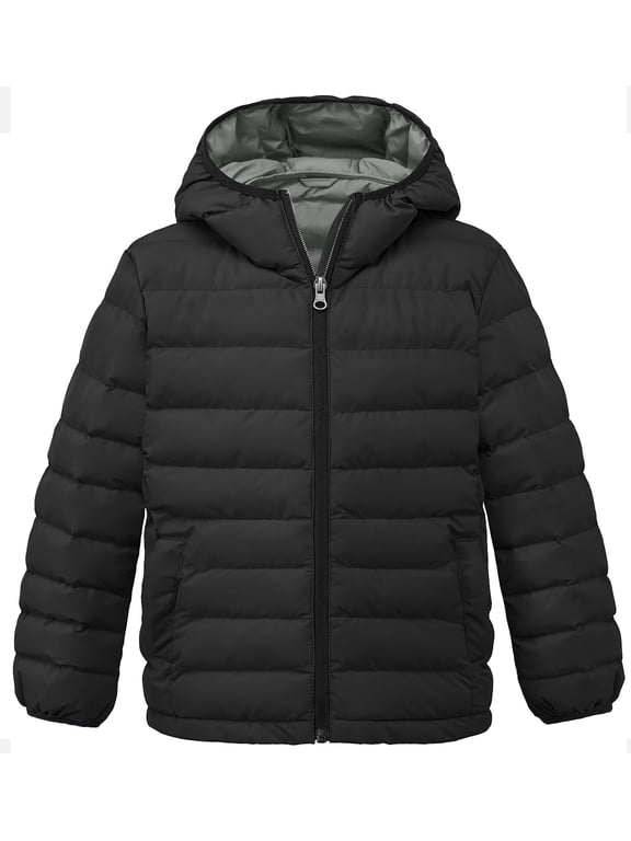 Girl's Winter Jacket Light Puffer Jacket Windproof Winter Coats Black 14/16