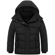 Wantdo Girl's Recycled Winter Coat Warm Winter Jacket Waterproof Puffer Jacket Black 10/12