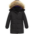 thumbnail image 1 of Wantdo Girls Coats Mid-Long Winter Coat Fleece Lined Long Puffer Coat Black Size 14/16, 1 of 9