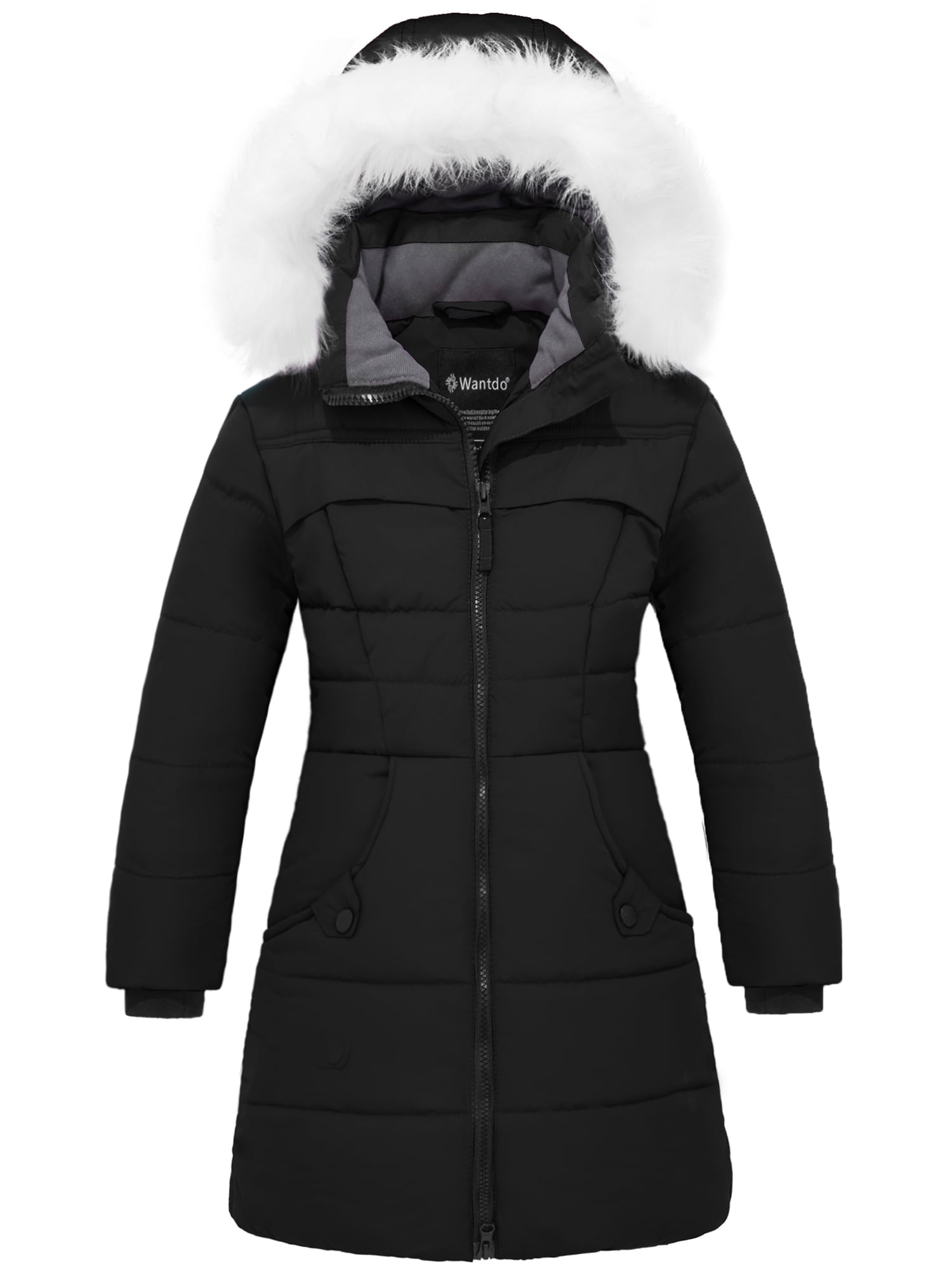 Wantdo Girl's Winter Long Puffer Coat - Hooded Water-Resistant Jacket, Thick & Soft, With Detachable Faux Fur Hood - View #2