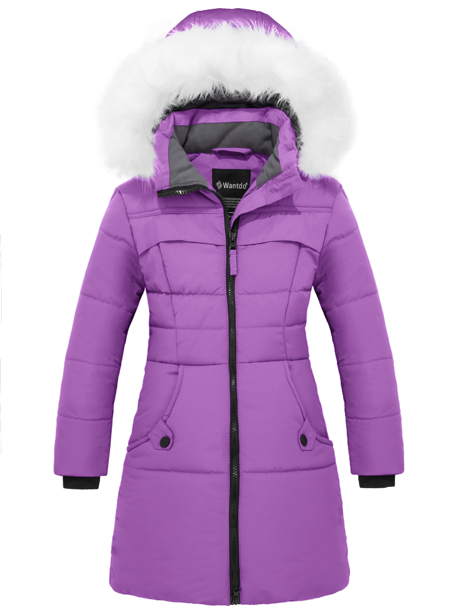 Wantdo Girls' Puffer Jacket Long Winter Coat Soft Outerwear Jacket