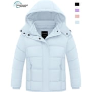 Girl's Recycled Coat Waterproof Winter Jacket Insulated Puffer Jacket Light Blue 6/7