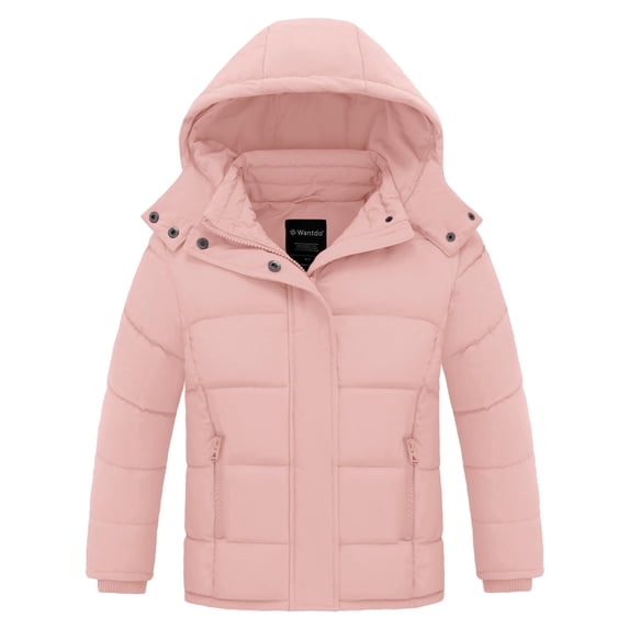 Wantdo Girls' Recycled Jacket Waterproof Winter Coat Warm Winter Outerwear Jacket Coral Pink 8