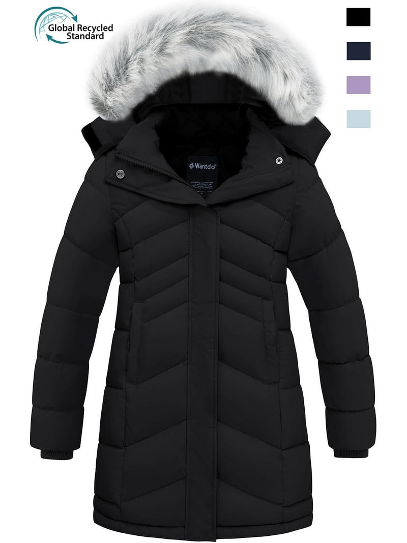 Wantdo Girls' Winter Coat Recycled Waterproof Long Winter Jacket