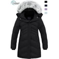 thumbnail image 1 of Wantdo Girls' Winter Coat Recycled Waterproof Long Winter Jacket with Faux Fur Hood Black 10/12, 1 of 10