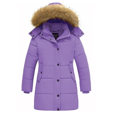 Wantdo Kid's Winter Coat Thicken Quilted Puffer Jacket Hip-Lenght Parka Purple Size 8