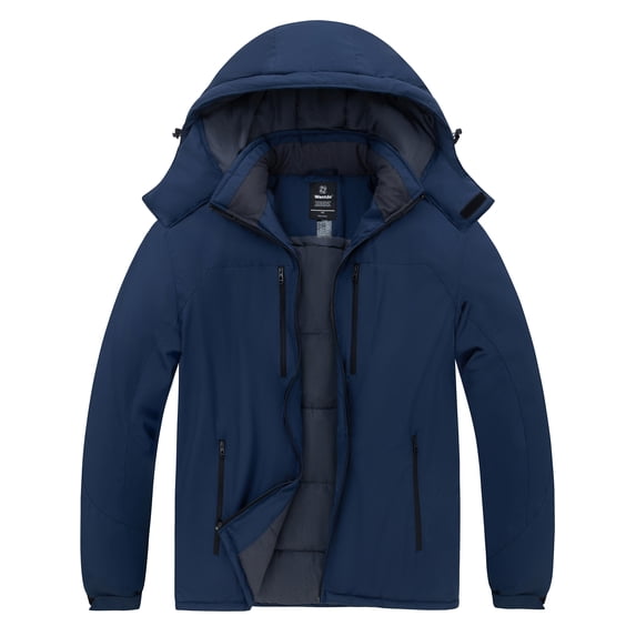 Wantdo Men's Big and Tall Jacket Waterproof Ski Coat Windproof Snowboarding Jacket Warm Parka Navy 3X