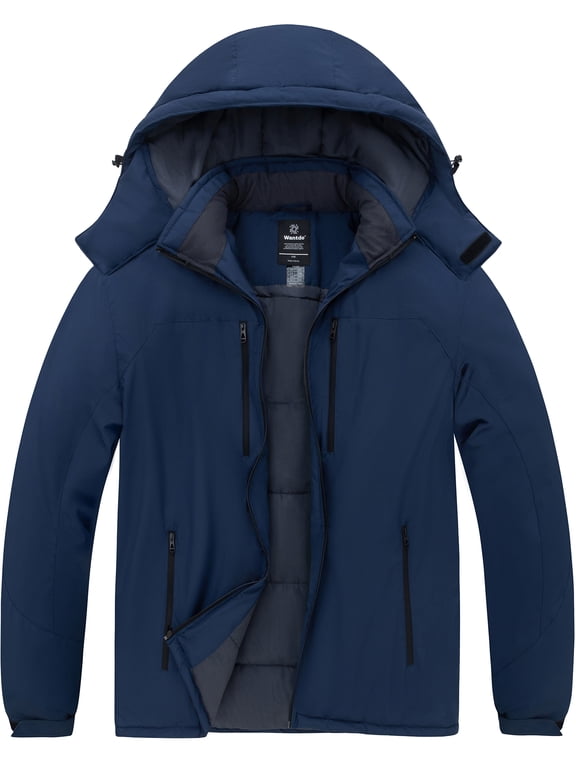 Men's Big and Tall Ski Jacket Waterproof Snow Jacket Windproof Winter Outerwear Coat Navy 4X