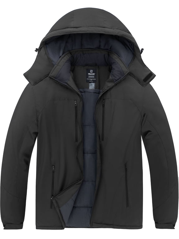 Men's Big and Tall Coat Waterproof Ski Jacket Warm Recycled Snow Jacket Insulated Winter Jacket Grey 3X