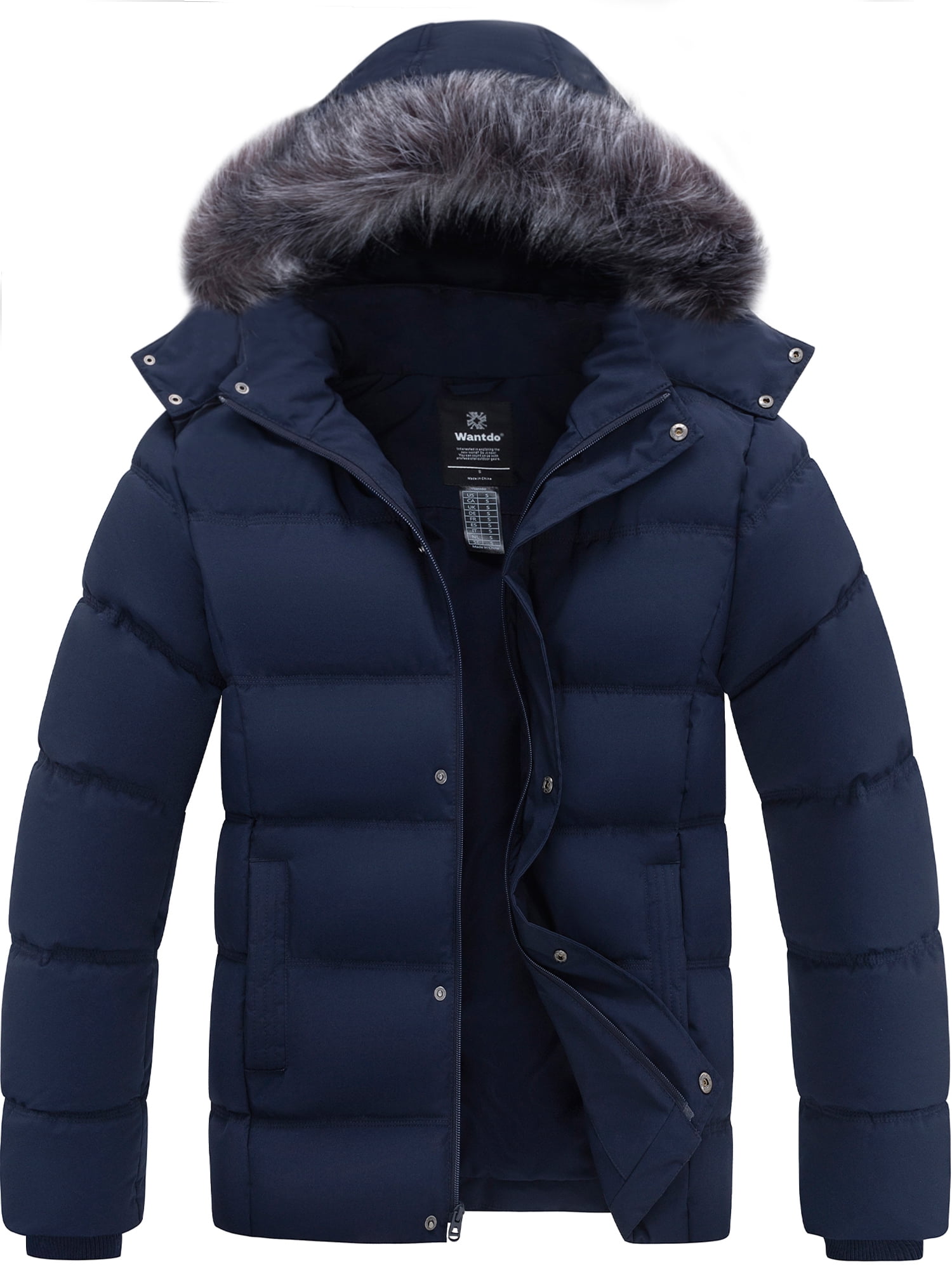 Puffer coat with fur hood men sale