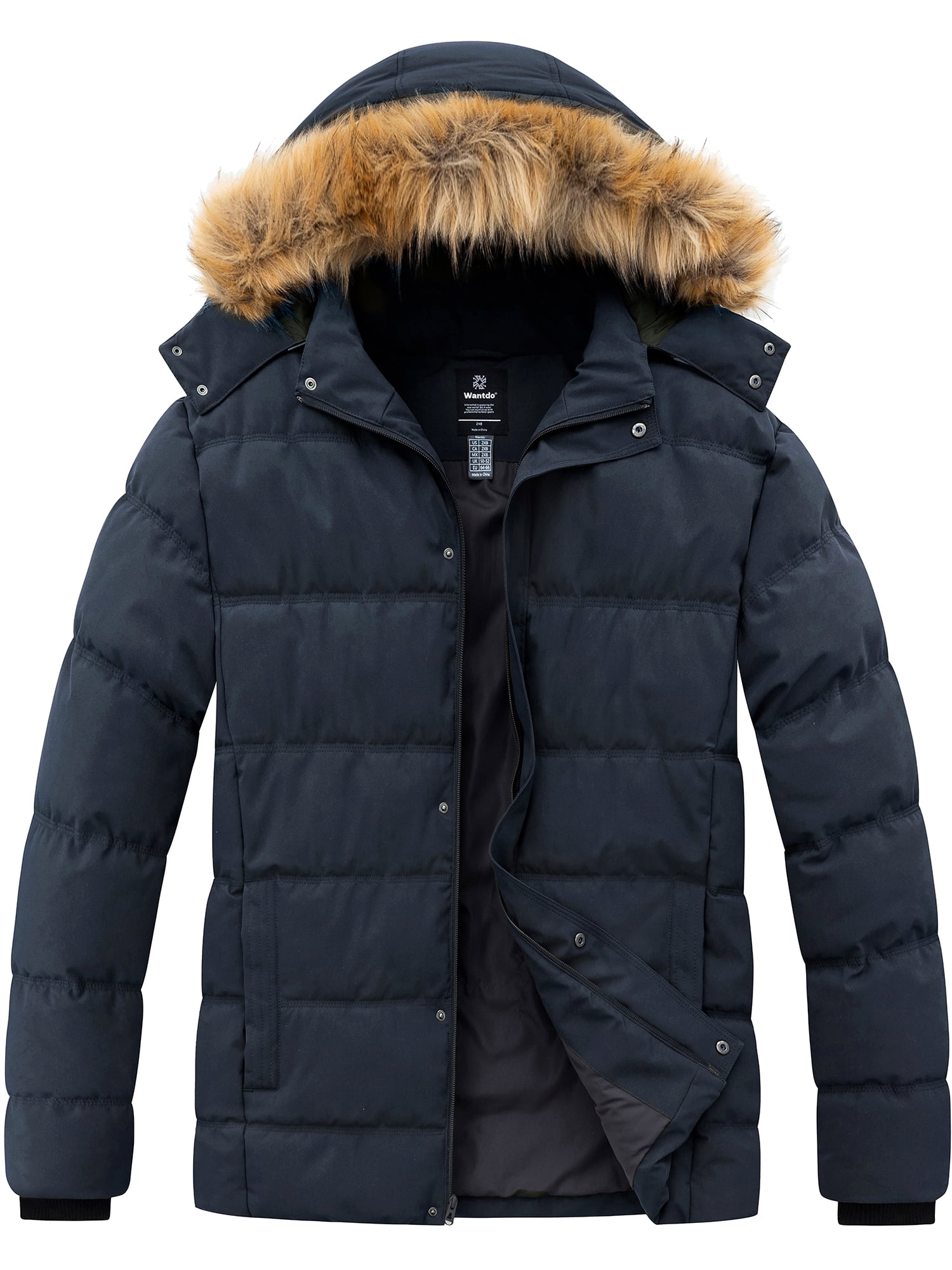 Wantdo Men's Big and Tall Winter Coat Insulated Warm Winter Jacket with