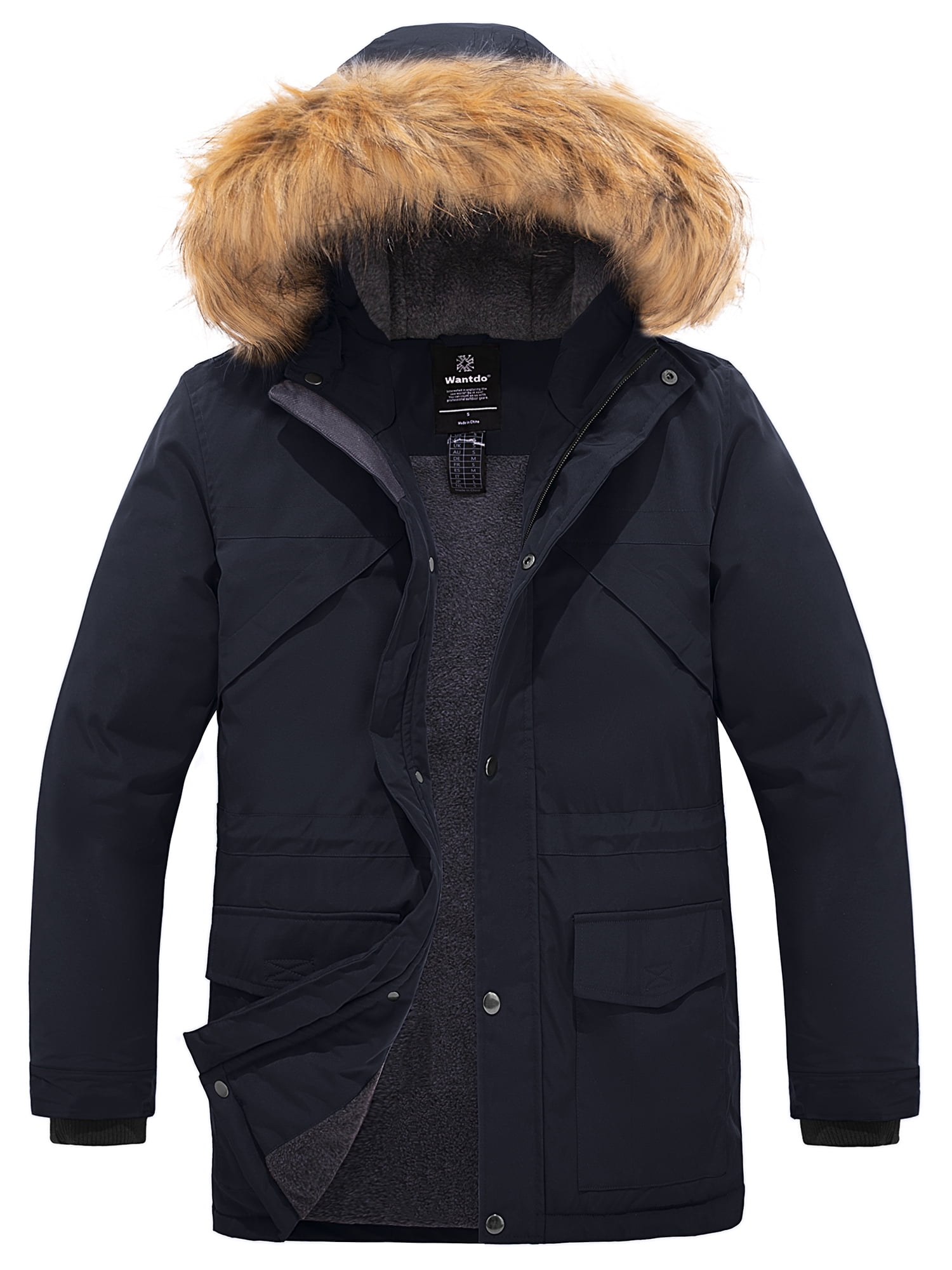 Wantdo Men's Big and Tall Winter Coat Quilted Winter Parka Coat Long