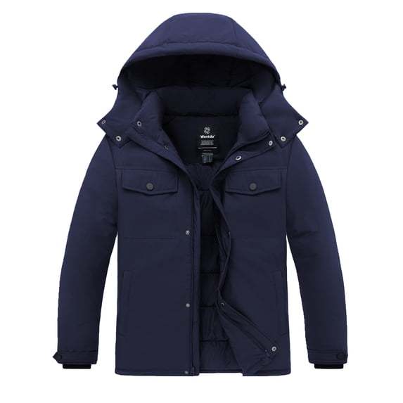 Wantdo Men's Big and Tall Coat Warm Winter Jacket Heavyweight Winter Parka Coat Navy 3XL