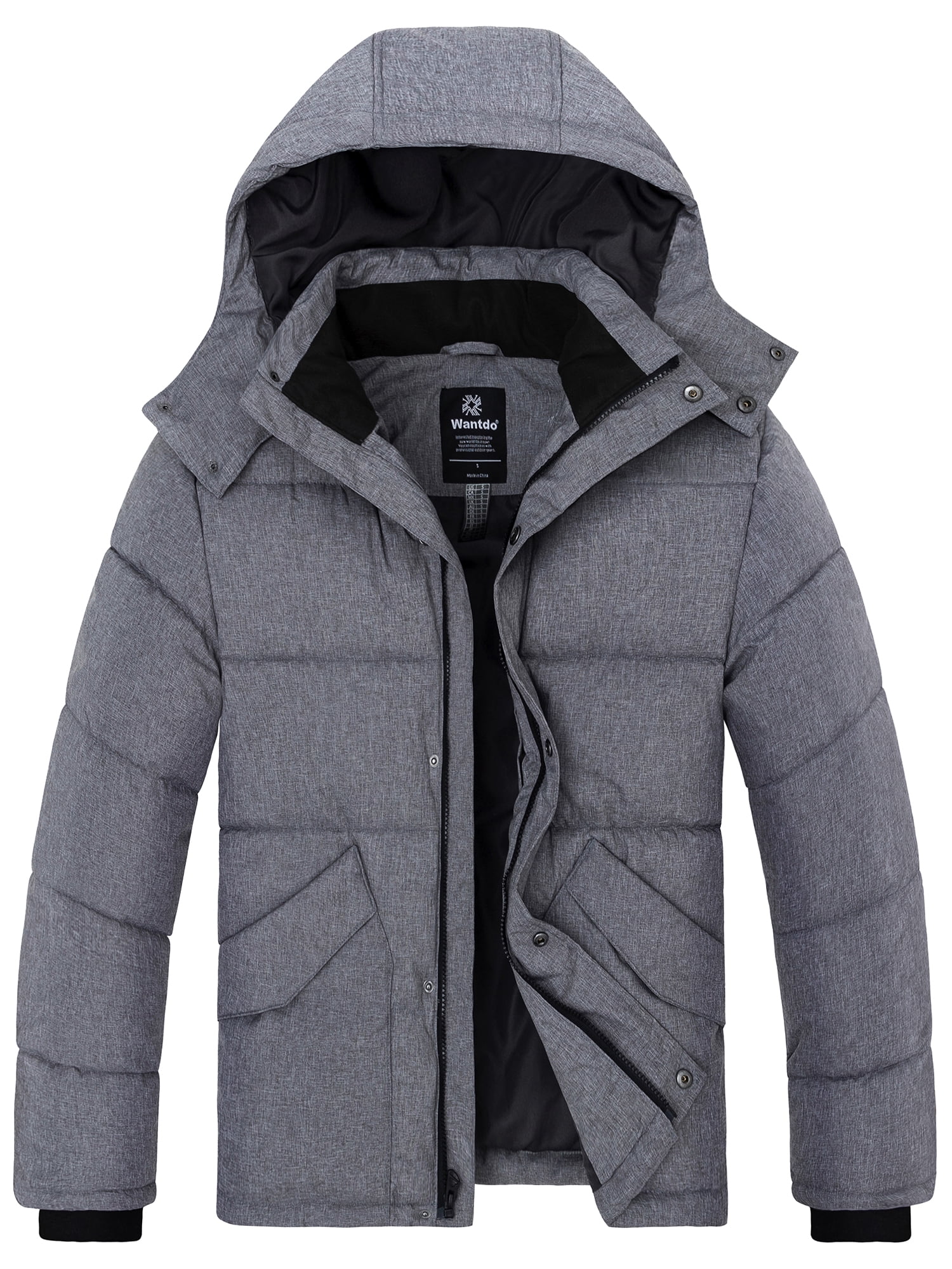 Wantdo Men's Puffer Coats Heavy Winter Jackets Warm Hooded Winter Coat ...