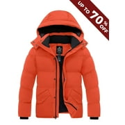 Wantdo Men's Puffer Jackets Heavy Winter Jackets Puffy Coat Padded Winter Jackets Orange M