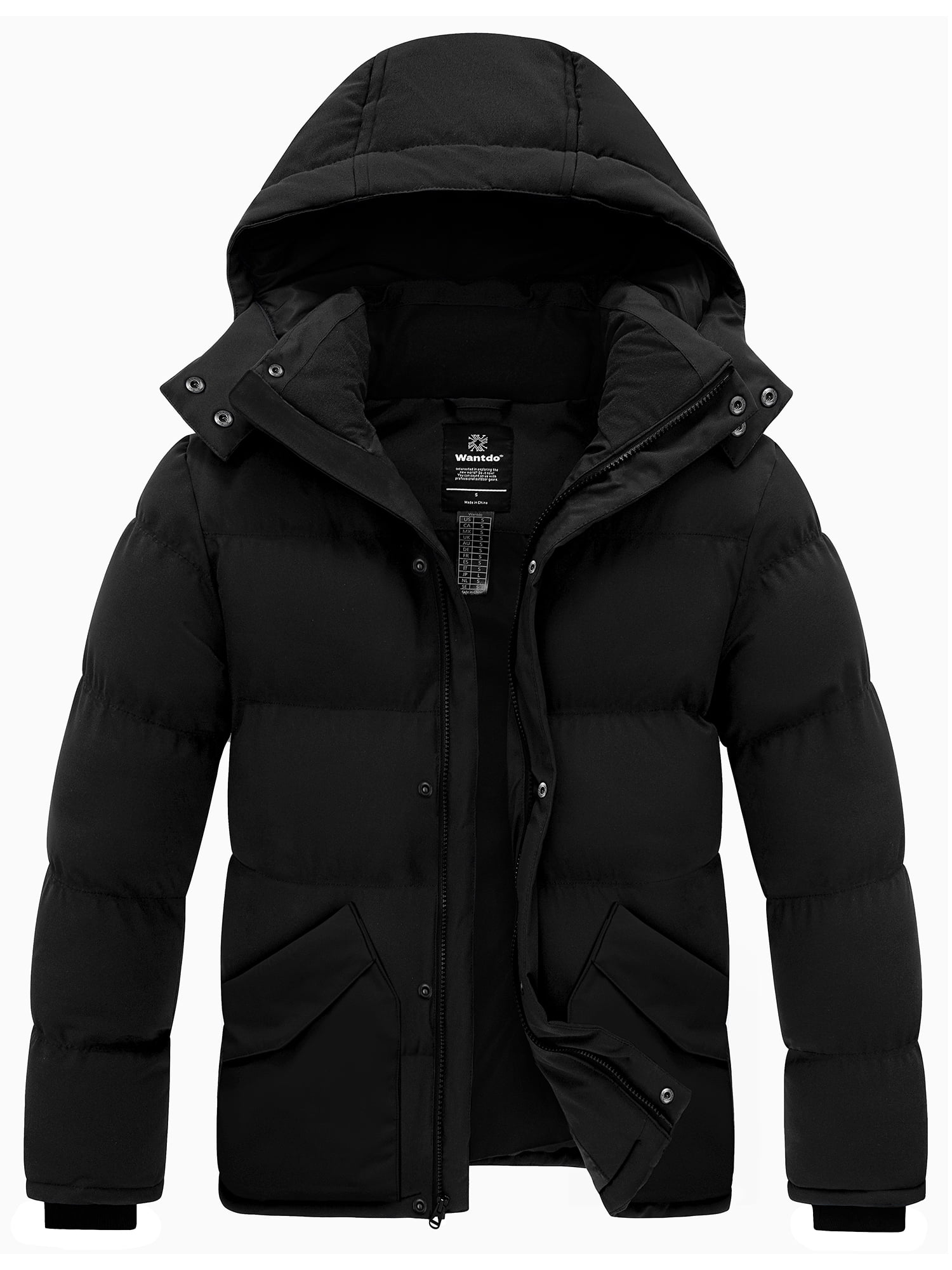 Wantdo Men's Puffer Jackets Padded Bubble Jackets Packable Winter Coat  Black XL 