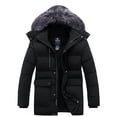 thumbnail image 1 of Wantdo Men's Recycled Thicken Winter Coat Mid-length Puffer Winter Parka Jacket with Detachable Hood Black L, 1 of 11