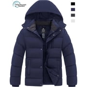Men's Recycled Winter Coat Padded Winter Jacket Warm Puffer Parka Navy L
