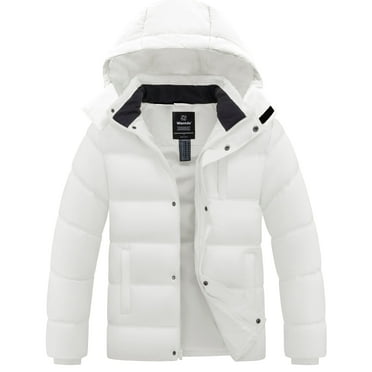 Wantdo Men's Recycled Winter Coat Warm Winter Jacket Waterproof Puffer Jacket White L