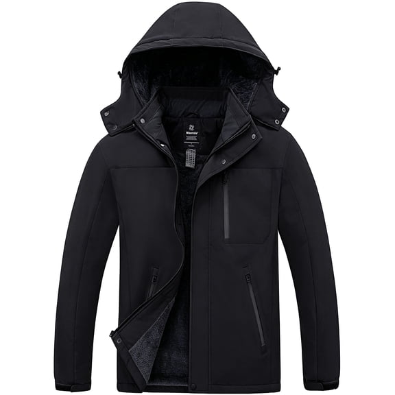 Wantdo Men's Ski Coat Insulated Snow Jacket Waterproof Rain Jacket Outerwear Coat Black XL