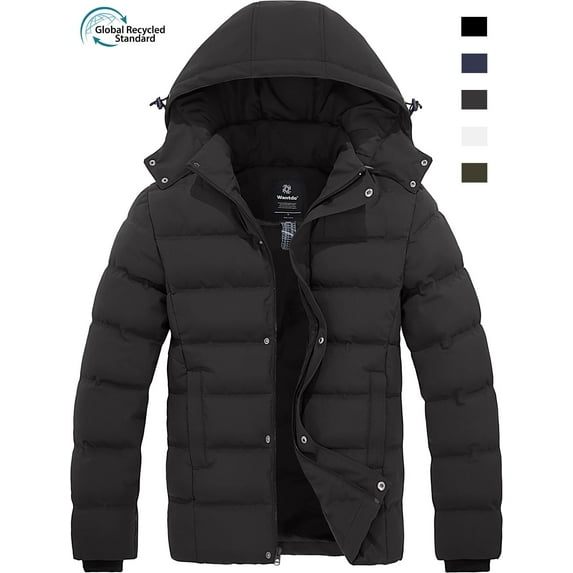 Wantdo Men's Winter Coat Thicken Puffer Jacket Quilted Winter Jacket Dark Gray S