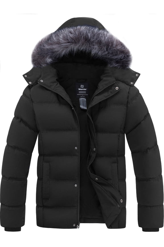 Men's Winter Coat Warm Winter Jacket Thicken Recycled Winter Snow Jacket with Hood Dark Gray L