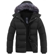 Men's Winter Coat Warm Winter Jacket Thicken Recycled Winter Snow Jacket with Hood Dark Gray L