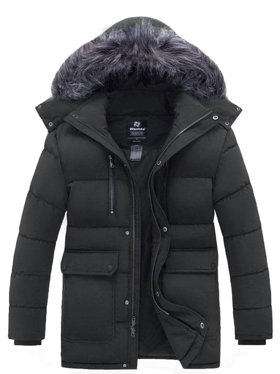 Men's Winter Hooded Heavy Winter Parka Coat Waterproof Windproof Windbreaker Dark Gray M