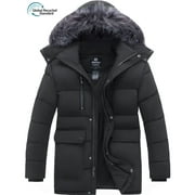 WANTDO Men's Recycled Puffer Jacket Heavy Insulated Winter Coat Hooded Winter Outerwear Jacket Navy M