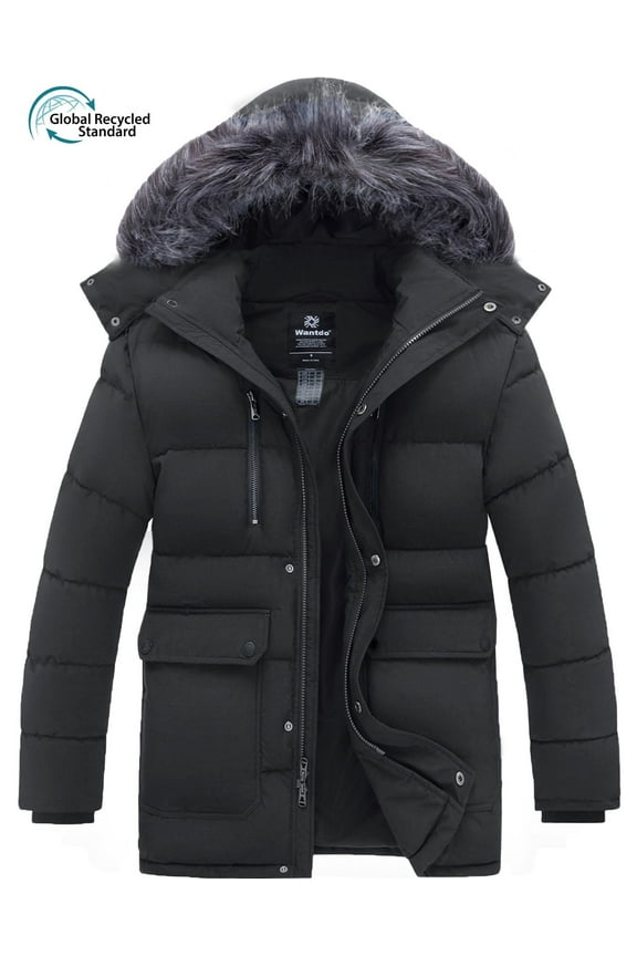 Men's Winter Hooded Heavy Winter Parka Coat Waterproof Windproof Windbreaker Dark Gray M