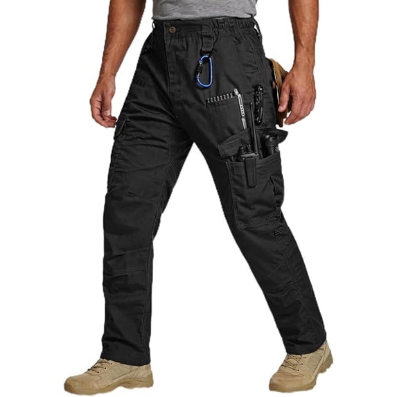 Wantdo Men's Pants Ripstop Cargo Pants Hiking Work Pants Black 34x30