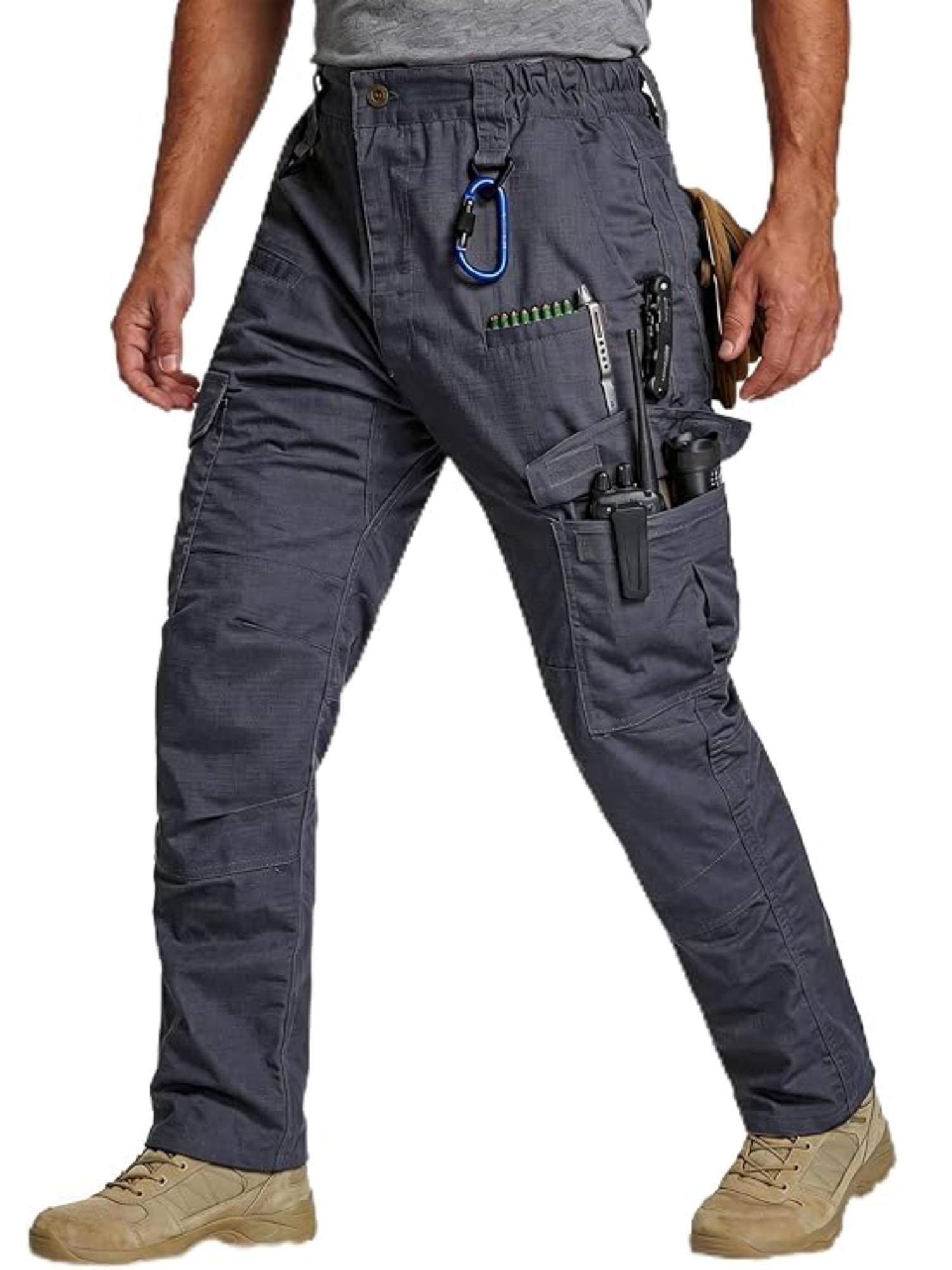 Men's Cargo Pants Durable Work Pants Breathable Hiking Pants with 8 Pockets Charcoal 34x30