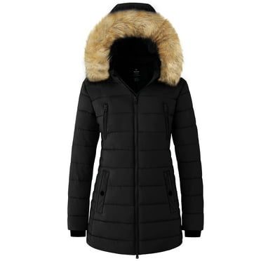 Wantdo Water Resistant Hooded Puffer Coats with a Removable hood,(L)