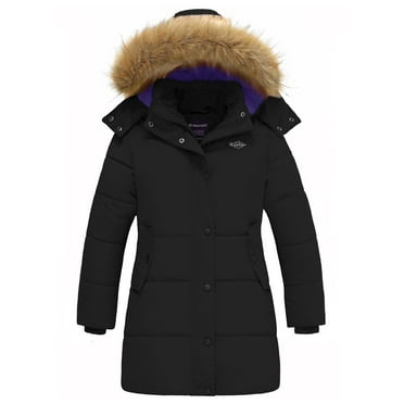 Wantdo Girl's Coat Insulated Winter Coat Puffer Parka Jacket Outerwear Jacket Black 10/12