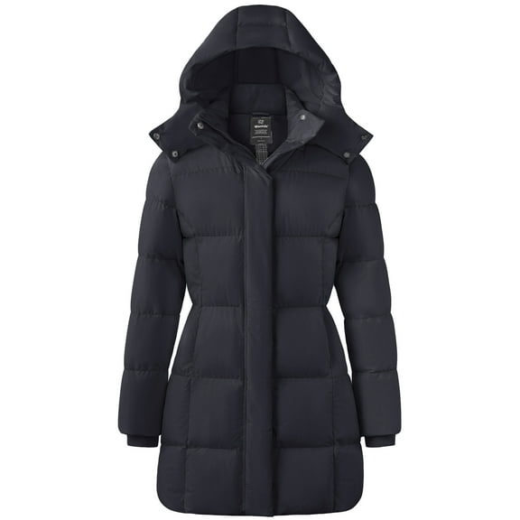 Wantdo Women's Plus Size Coat Warm Winter Coat Quilted Puffy Jacket Long Parka Jacket Dark Grey 2XL