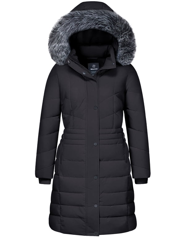 Women's Plus Size Coat Warm Winter Coat Quilted Puffy Jacket Long Parka Jacket Dark Grey 2XL