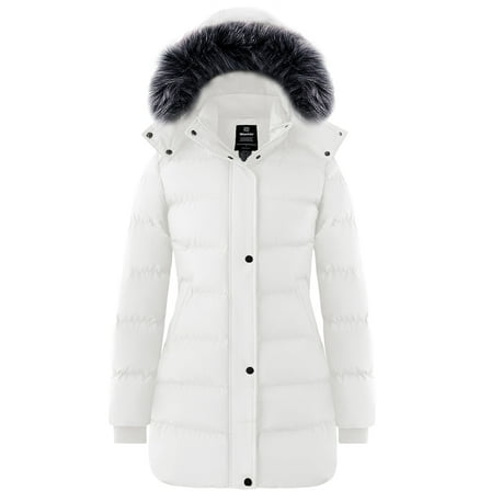 Wantdo Women's Big and Tall Jacket Recycled Quilted Winter Jacket Windproof Winter Puffer Coat White 2XL