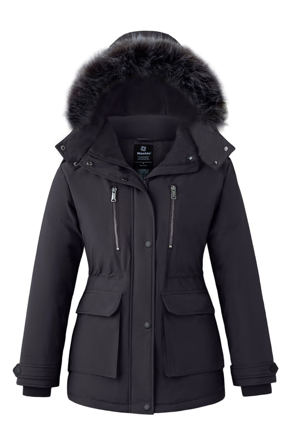 Women's Big and Tall Puffer Coat Warm Waterproof Winter Jacket Windproof Parka Coat Dark Gray 2XL