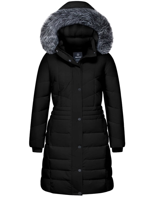 Women's Plus Size Jacket Winter Puffer Coat Waterproof Snow Coat with Hood Black 3XL