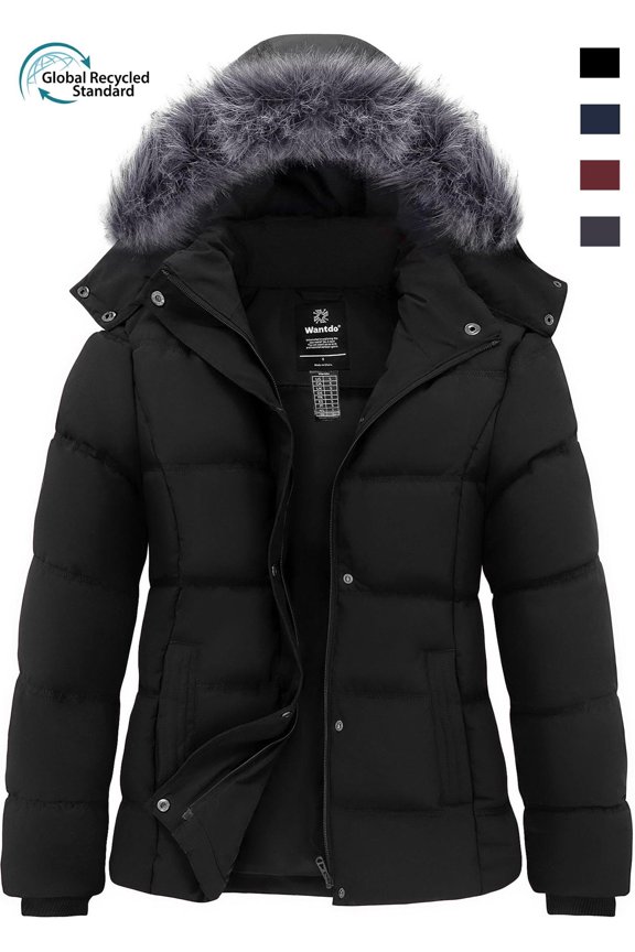 Women's Coat Warm Winer Puffer Jacket Water Resistant Outerwear Jacket Black XL