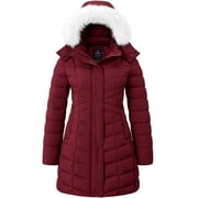 Women's Plus Size Coat Quilted Winter Jacket Waterproof Bomble Coat Wine Red 3XL