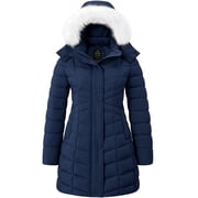 Women's Plus Size Coat Waterproof Winter Jacket Padded Winter Coat Puffer Parka Navy 2XL