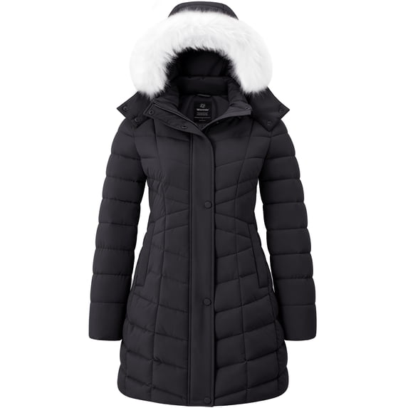 Wantdo Women's Plus Size Winter Coat Recycled Winter Jacket Mid-length Snow Jacket Dark Gray 2XL
