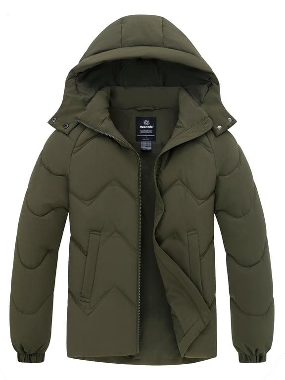 Women's Puffy Jacket Hooded Winter Coat Warm Puffer Jacket Parka Outerwear Jacket Amry Green M