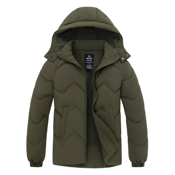 Wantdo Women's Autumn Jacket Hooded Winter Coat Packable Puffer Jacket Camping Use Amry Green 2XL