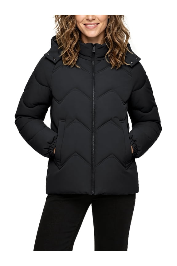Women's Plus Size Winter Jacket Windproof Puffer Jacket Warm Winter Fleece Coat Black 4X-Large Plus
