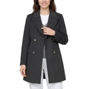 Wantdo Women's Plus Size Coat Double Breasted Pea Coat Windproof Peacoat Dress Coat Gray 2XL