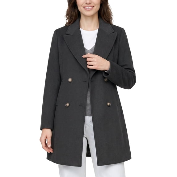 Wantdo Women's Pea Coat Windproof Peacoat Warm Winter Coat Notched Lapel Trench Coat Gray M