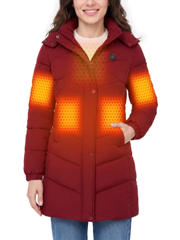 Women's Heated Jacket with 20000mAh Battery, Hunting & Outdoor Work & Cold Weather Wine Red X-Large
