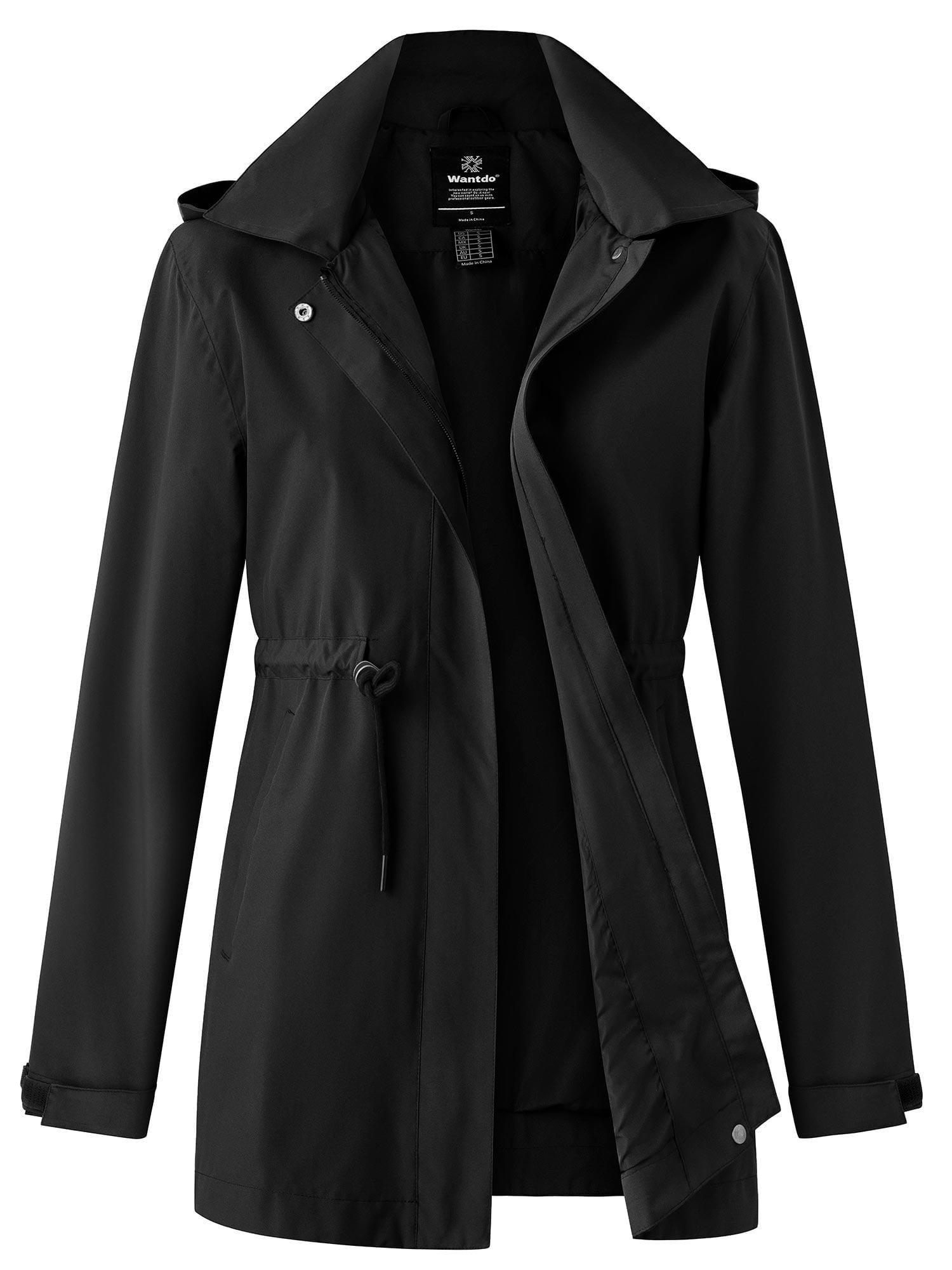 Wantdo Women's Hip-Length Raincoat Waterproof Trenchcoat Outdoor